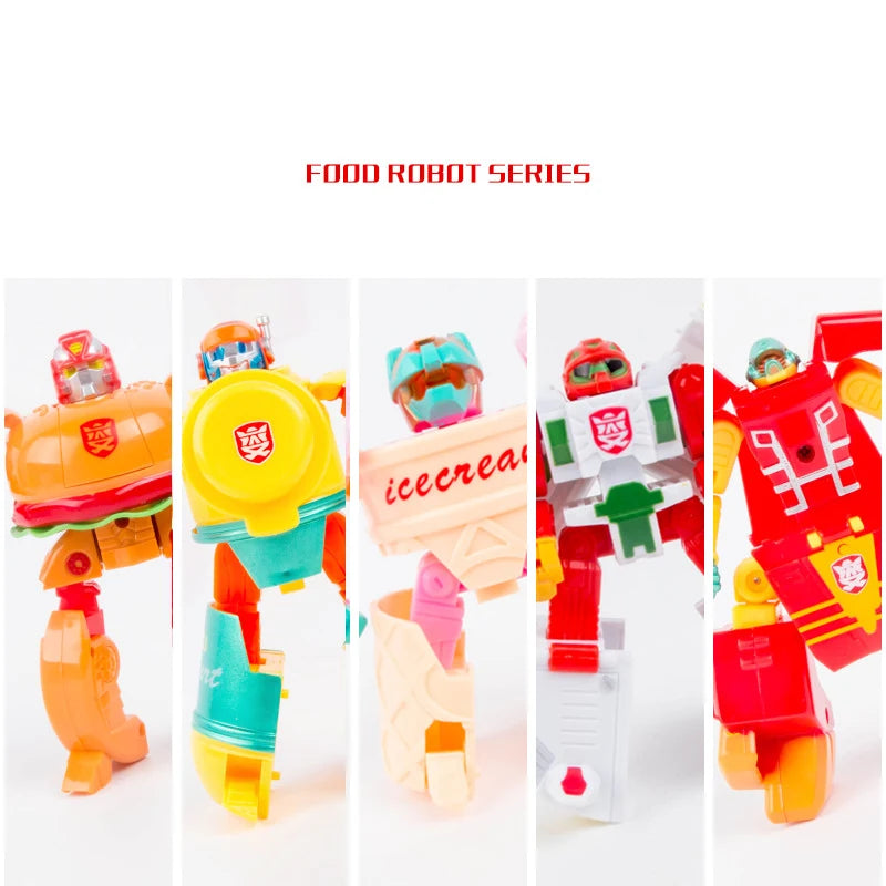 Creativity Hamburger French Fries Cake Ice Cream Model Deformation Robot Plastic Funny Food Play Kids Education Toys Gifts Set