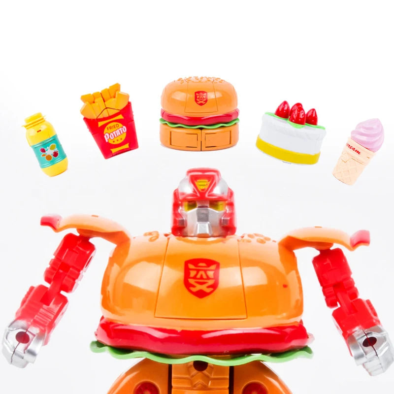 Creativity Hamburger French Fries Cake Ice Cream Model Deformation Robot Plastic Funny Food Play Kids Education Toys Gifts Set